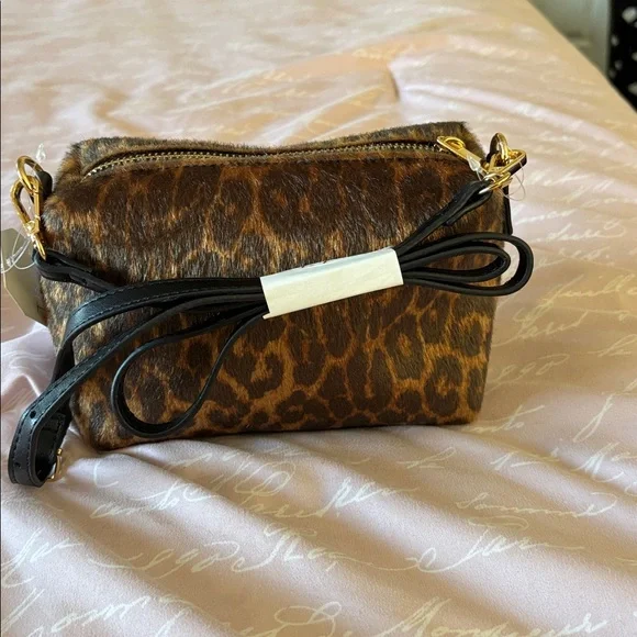 Leopard Print Faux Fur Crossbody Bag - Brown - Picture 3 of 5